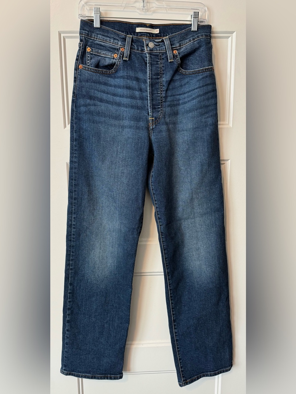 Levi's Ribcage Straight Jeans Women's 30 High Rise Medium Wash Denim Classic